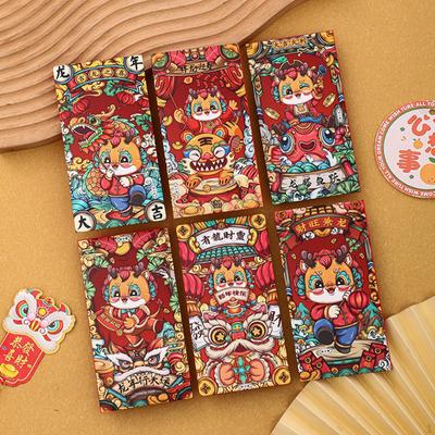 6 Year Red Envelopes, Packets, Dragon Hongbao Hong Bao Gifts, Money Holder for Spring
