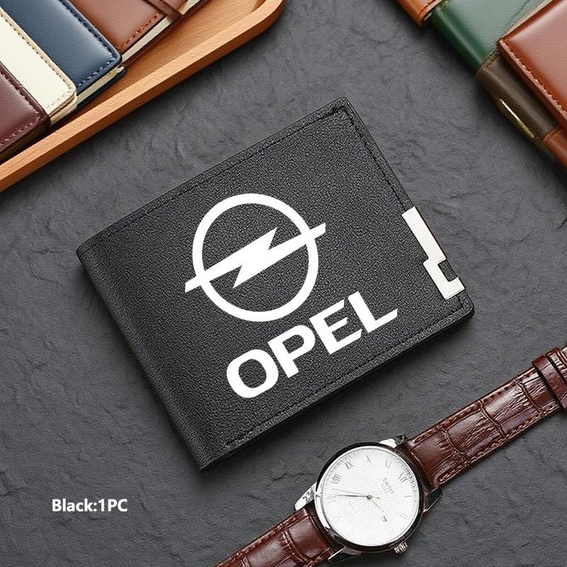 Car Men Short Iron Edge Korean Version Horizontal Wallet Card Bag For Opel Meriva Mokka Grandland Vectra Zafira Vivaro Antara
