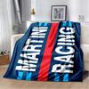 3D Soft Flannel Blanket Martini Logo Stripe Print Throw Blanket Warm Plush Cover for Bed Sofa Bedroom Camping Travel Home Decor