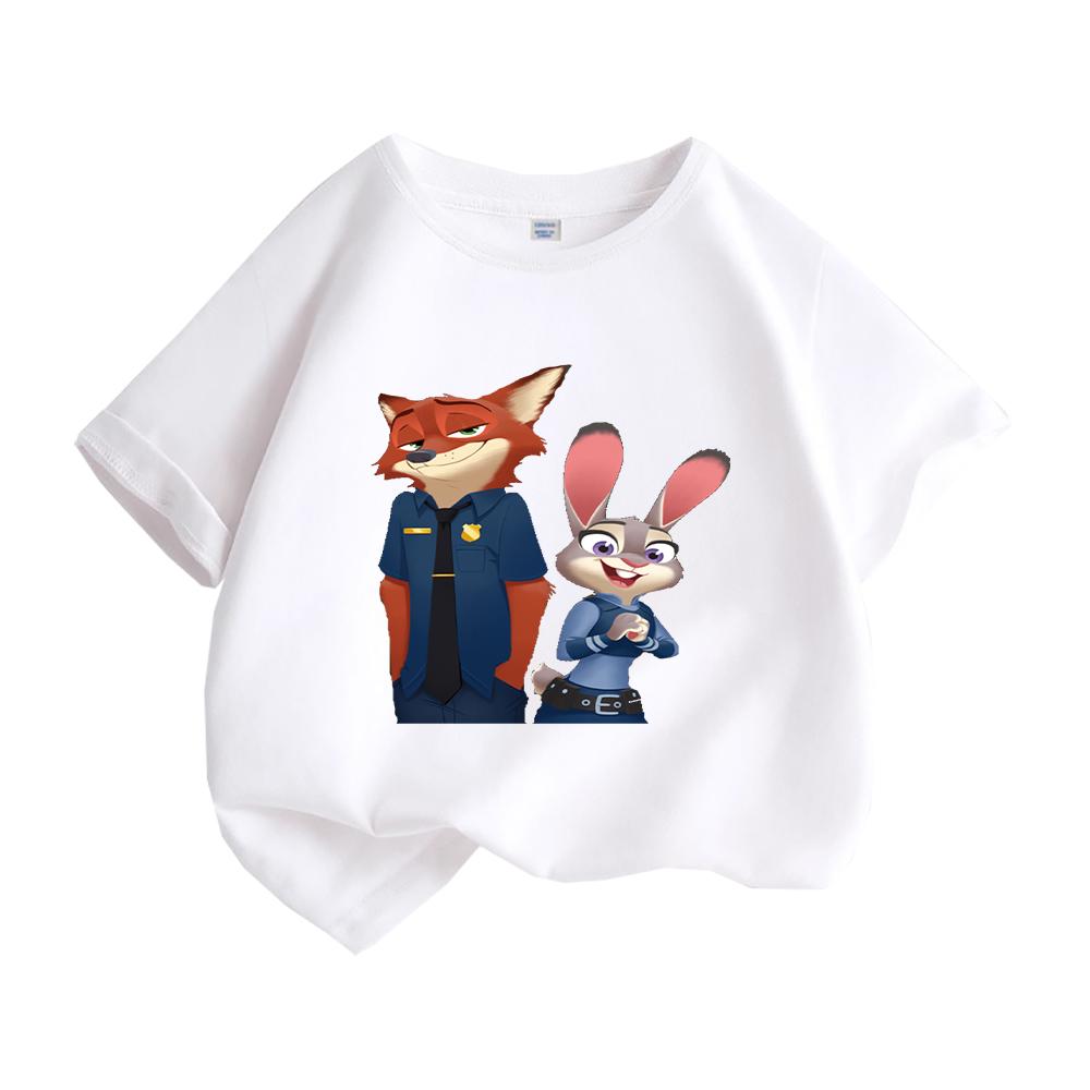 Crazy Animal City Kids T Shirt Cartoon Rabbit Fox Printed Toddler Boys Girls Short Sleeve Cotton Casual Summer Fashion Top Tees
