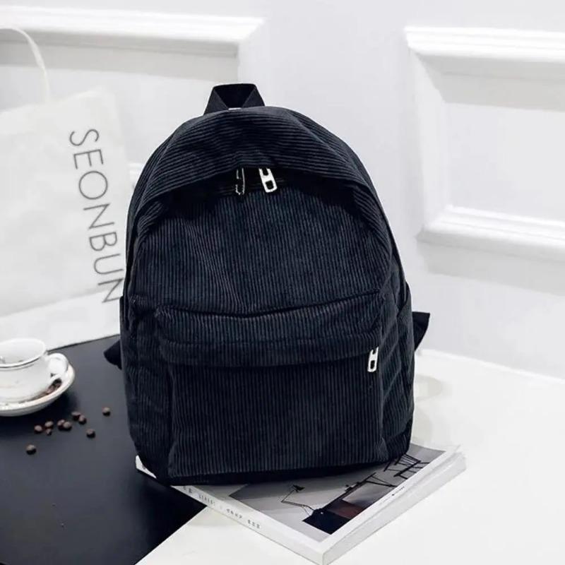 New Trend Backpack Fashion Women Corduroy Backpack College Solid Color Travel Shoulder Bags