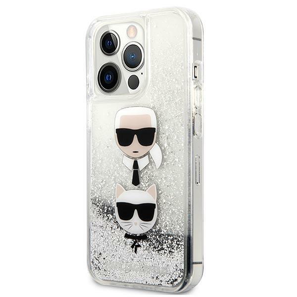 Karl Lagerfeld KLHCP13LKICGLS iPhone 13Pro / 13 6.1" silver/silver hardcase Liquid Glitter Karl&Choupette Head