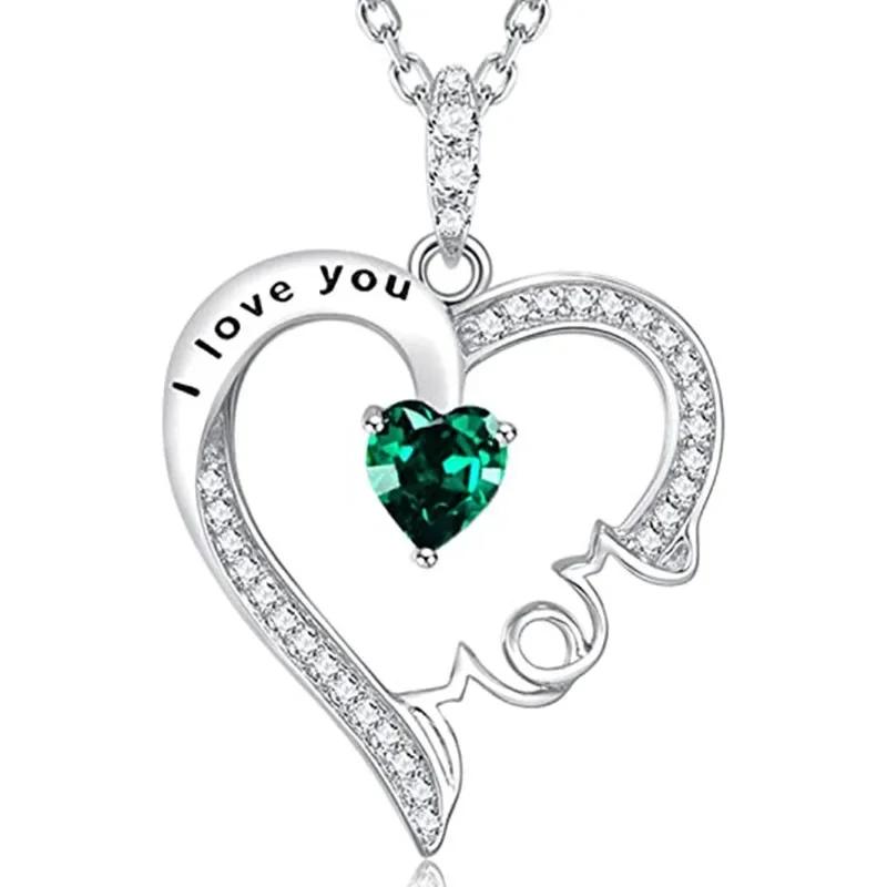 Fashion Girls Pendant Necklace Bright Green Crystal Stone Wedding Anniversary Statement Jewelry For Women  Wholesale