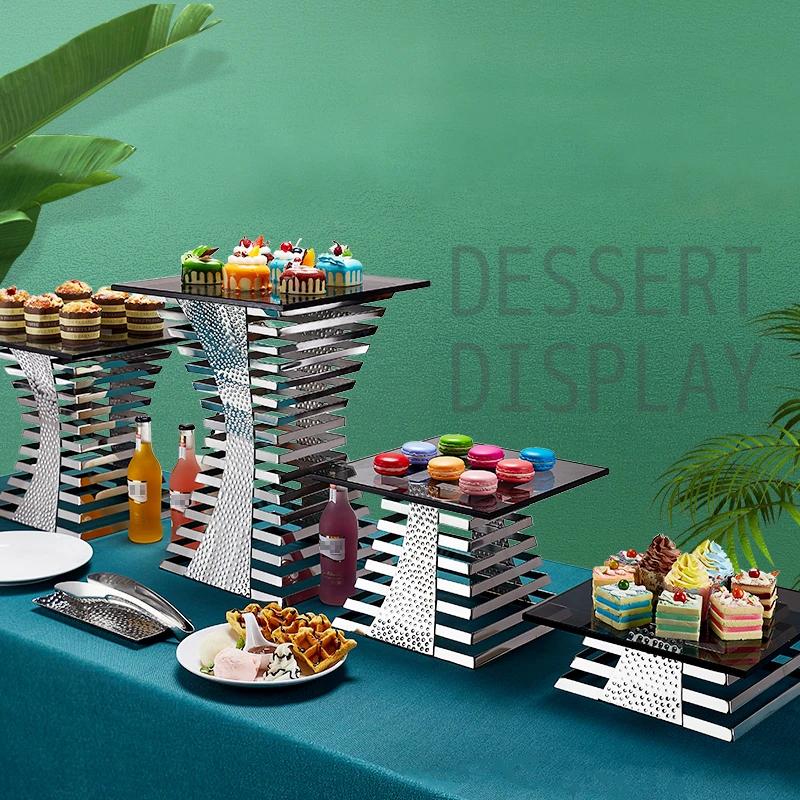 Stainless Steel Display Stand Cafeteria Display Tea Break Dessert Display Wedding Banquet and Cocktail Party Decorations Molds