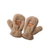 Cartoon gloves women's autumn and winter fleece thickened casual windproof cute tea tea bear warm plush full finger hanging neck