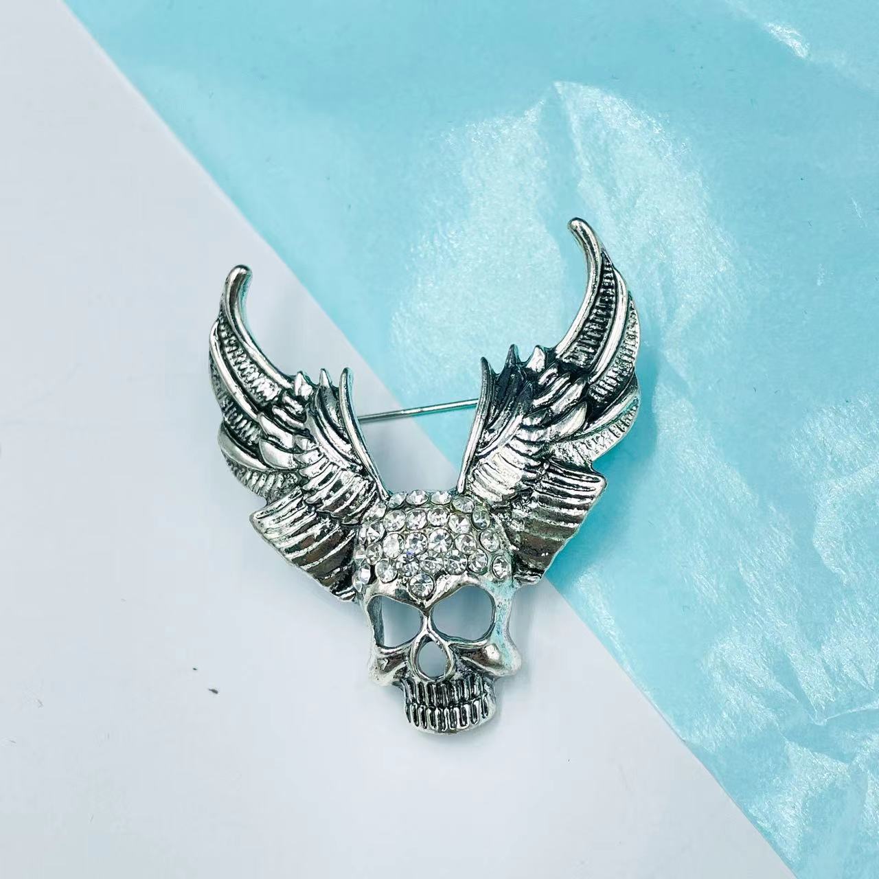 Halloween Skull Punk Checkered Ornaments Popular Halloween Gift Brooch 3*5cm