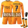 Tricou de Fotbal Real Madrid Deplasare Portocaliu cu Mânecă Lungă 7 Ronaldo Ediție Jucător Top Sportiv Toamnă Iarnă