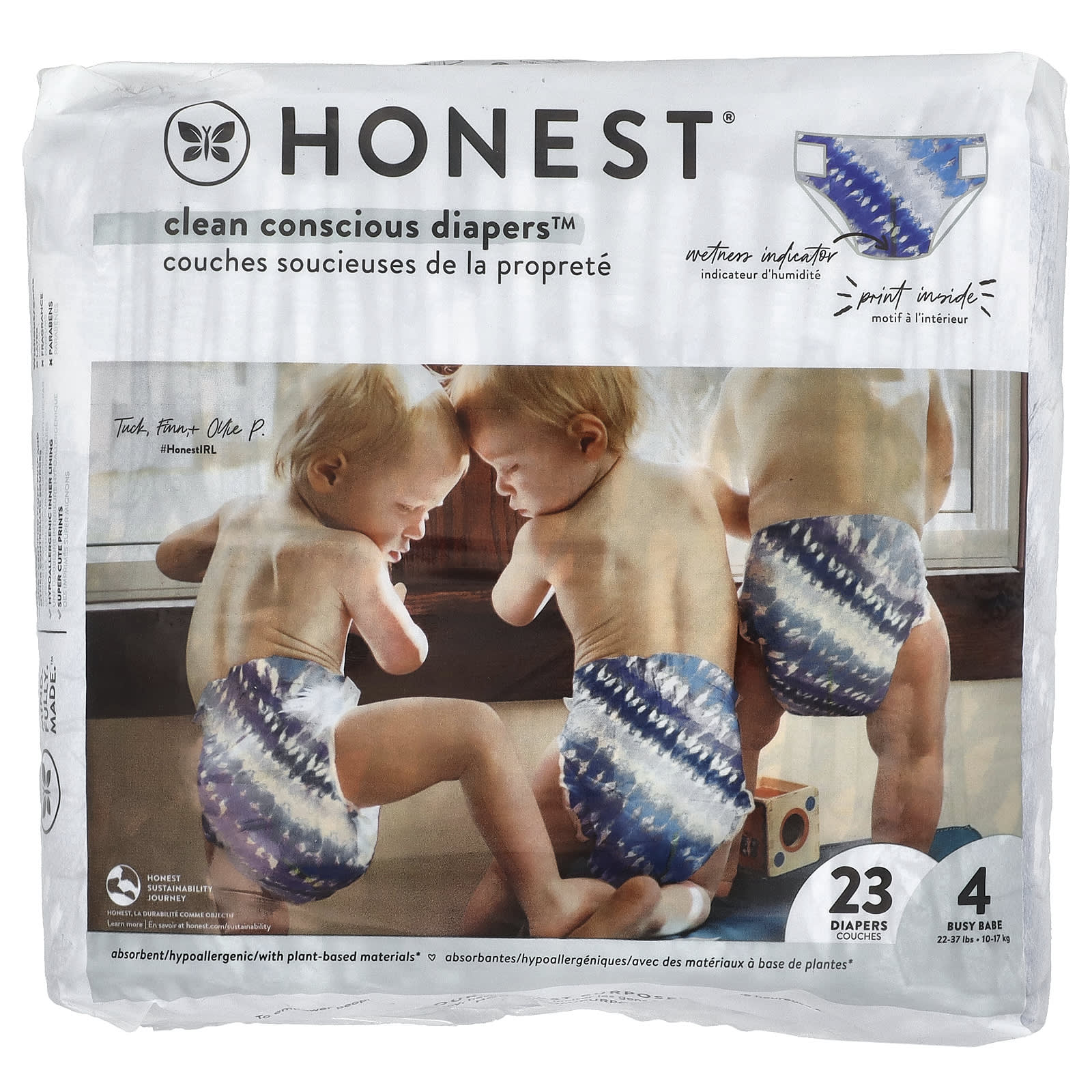 

Подгузники Clean Conscious™, Размер 4, 22-37 фунтов, Тай-дай, 23 подгузника