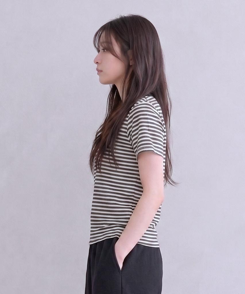 ADERNM Slub Stripe Crop T Black