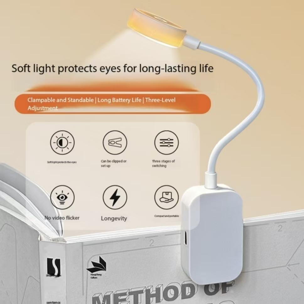 Mini LED Reading Book Light Table Lamp 3 Modes Adjustable Eye Protection Clip-On Study Reading Lamp for Travel Bedroom Book