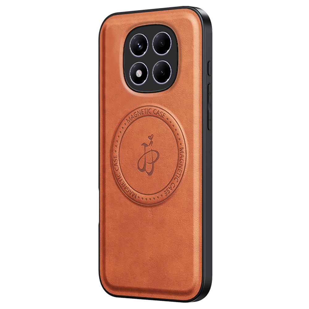 

Magnetic Case for Xiaomi Redmi Note 14 Pro 5G/14 Pro+ 5G/Poco X7 5G PU+TPU+PC Phone Back Cover Drop Resistant Brown
