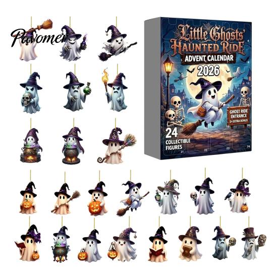 Family Christmas Countdown Halloween Advent Calendar 2026, 24-Day Box with 2D With Gifts Flat Hanging Pendant, Spooky Collectible Decor for
