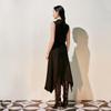 Veromoda 2025 Summer Single-Breasted Belted Irregular Hem Long Dress