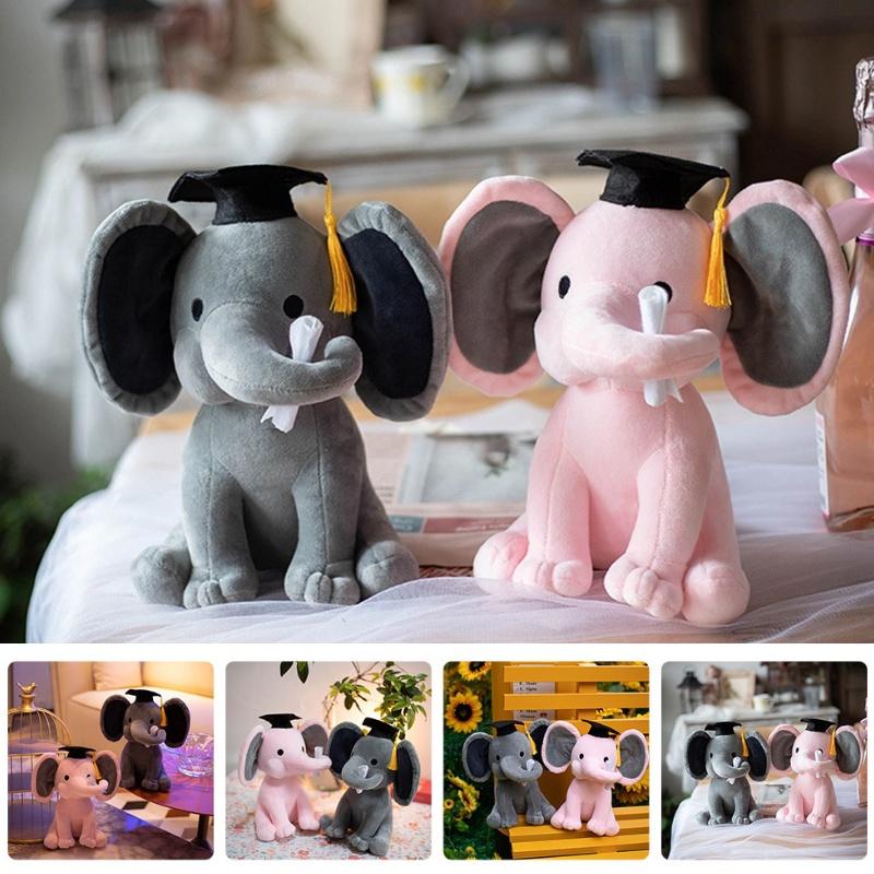 Cute Elephant Plush Toy With Graduation Hat Perfect Graduation Gift