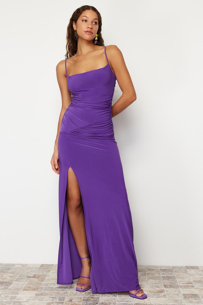 Women's Fashion New Evening Dress & Graduation Dress Black Knitted Long Evening Dress