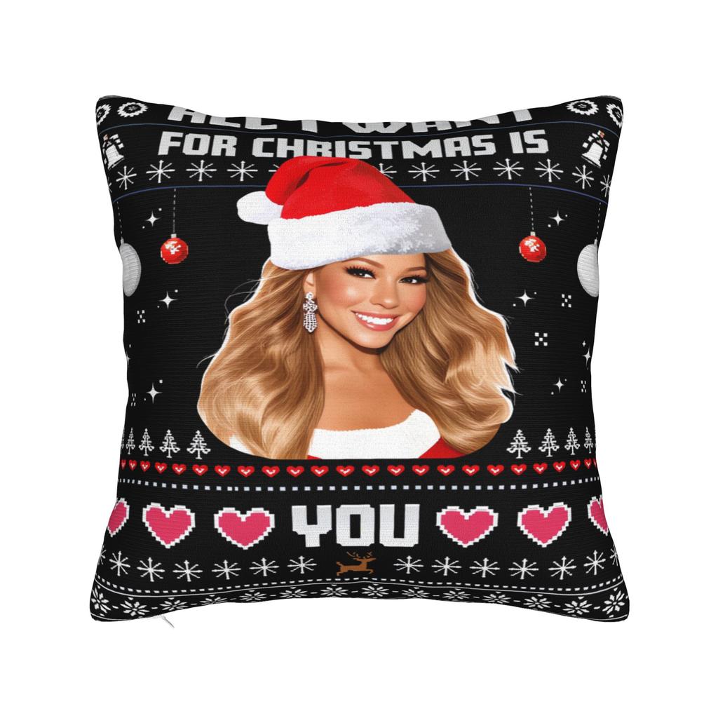 Mariahs Careys Christmas Pillow Case  Retro Trendy Pillow Cover Soft Pillowcases For Sofa Home Decor