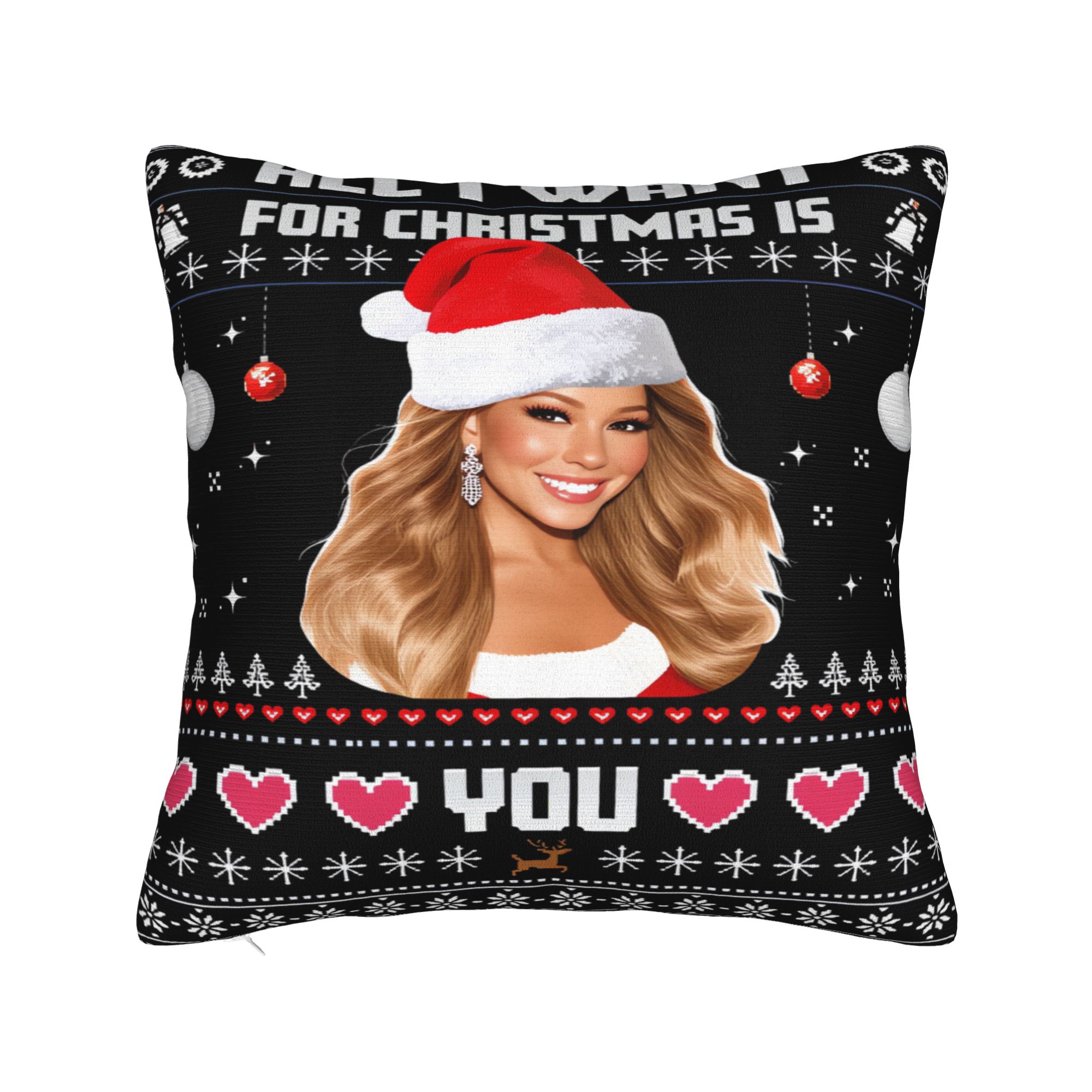 

Mariahs Pillow Cover Careys singer All I Want For Christmas Funny Pillow Case For Office Car Home Decor Soft Pillowcases Gift 30cmx30cm