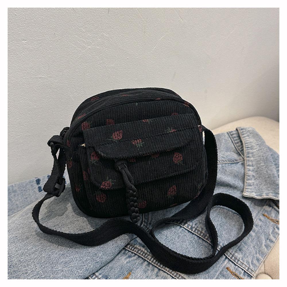 Fashion Printing Strawberry Crossbody Bag Large Capacity Sweet Shoulder Bag Gentle Women Girl Handbag