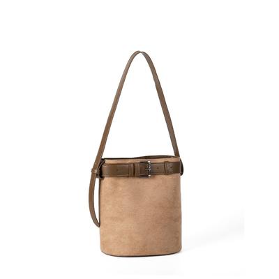 New Suede Spliced Bucket Bag for Women with A Sense of Luxury, Retro Fashion, Hand-held Shoulder Bag for Women