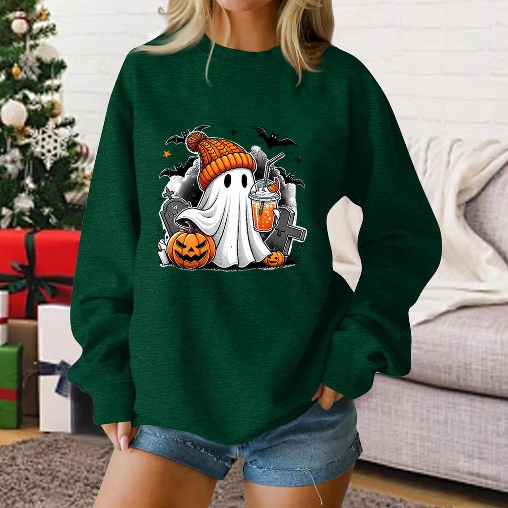 Damen Mode Lässiger Halloween bedruckter Pullover