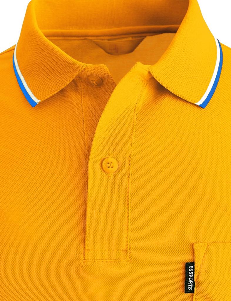 BCPOLO Men's Dri-Fit Solid Athletic Short Sleeve Polo Shirt in Various Colors - Yellow-S