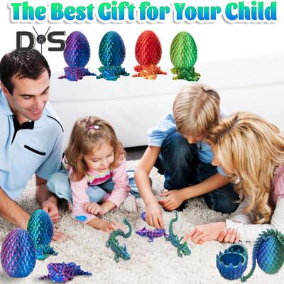 3D Printed Mini Dragon Egg Articulated Dragon Fidget Toy Inside Egg Easter Basket Stuffers Collectible Flexible Dragon Gift for Kids Teens