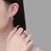 New Inlaid Red Corundum Water Drop Classic Shiny High-end Full Diamond Stud Earrings Ring Necklace Set