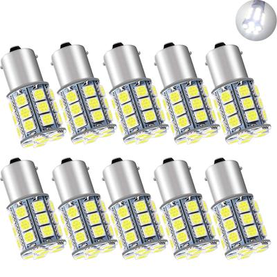 Autart S25 Single/G18 (1156 BA15s) 27 LED Bulbs for 24V Cars, White, Trucks, Decorators,