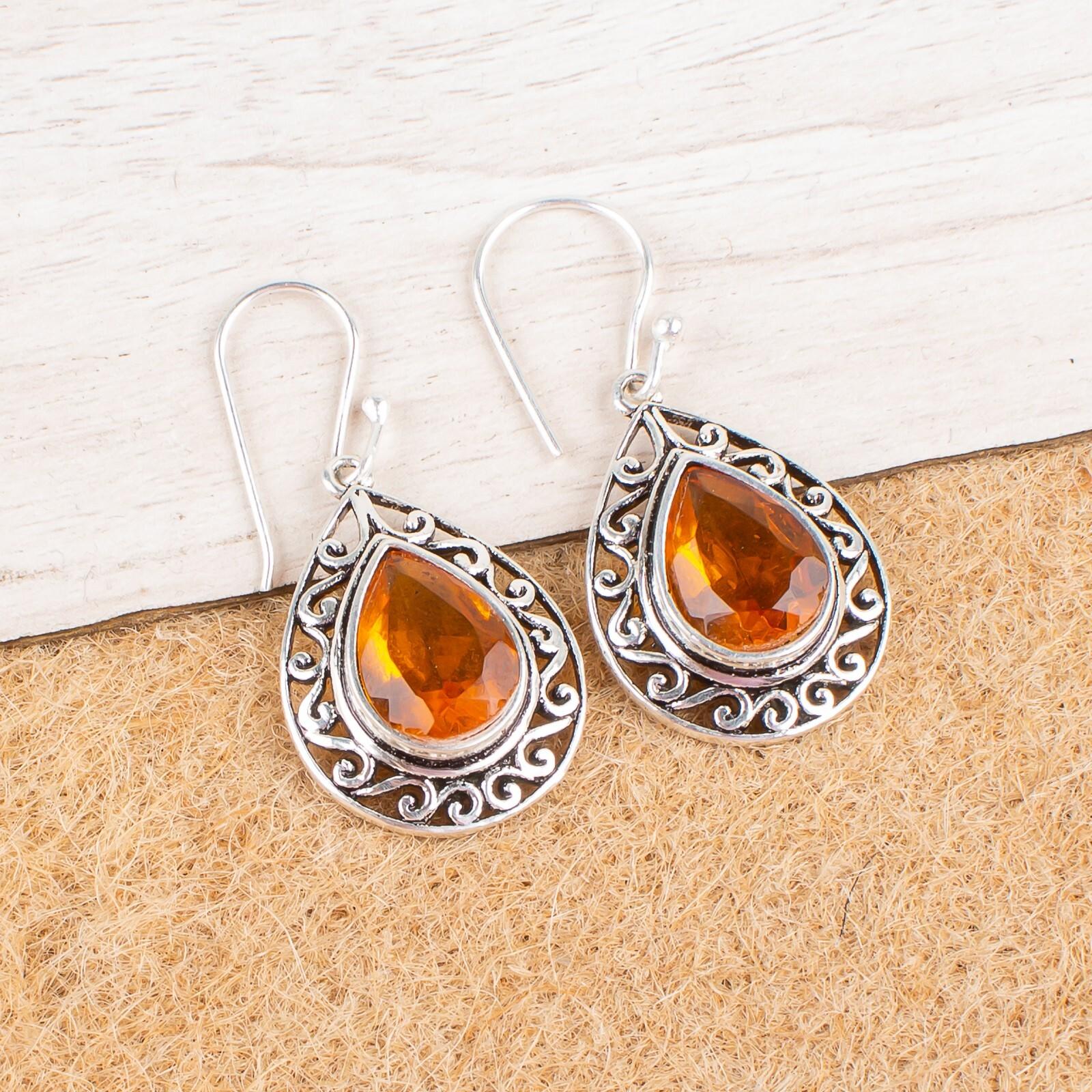 

Citrine Gemstone 925 Sterling Silver Jewelry Handmade Drop/Dangle Earrings 1.72 CE-4-1