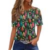 Women's Fashionable Casual Short Sleeve Christmas Print Round Neck Pullover Top