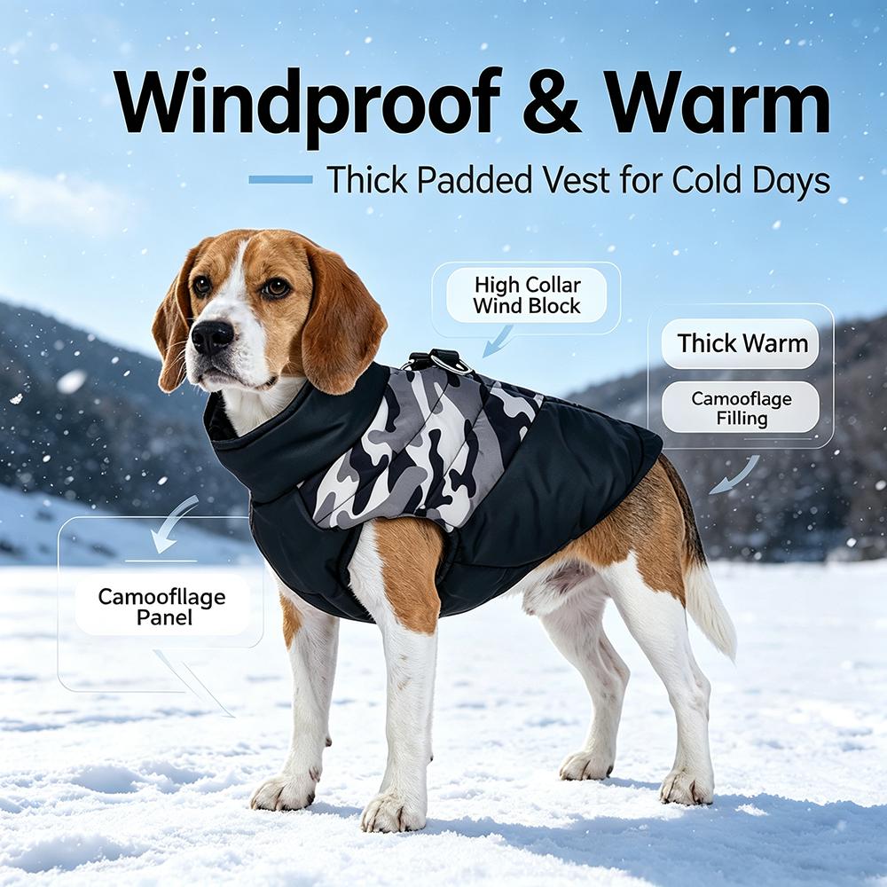 Winter Warm Dog Clothes For Small Medium Dogs Outdoor Windproof Waterproof With Zipper Camouflage Jacket French Bulldog Outfits