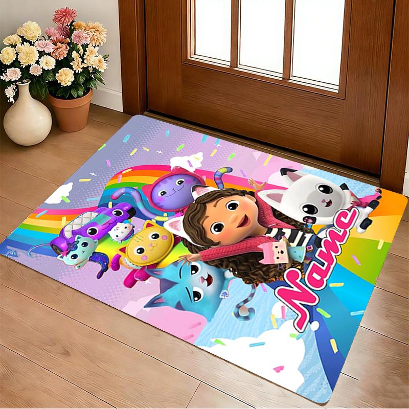 Custom Name Fairy Cat Dreams Living Room Non-Slip Area Rug Soft Carpet for Bedroom Kids Playroom Sofa Office Home Decor Doormat