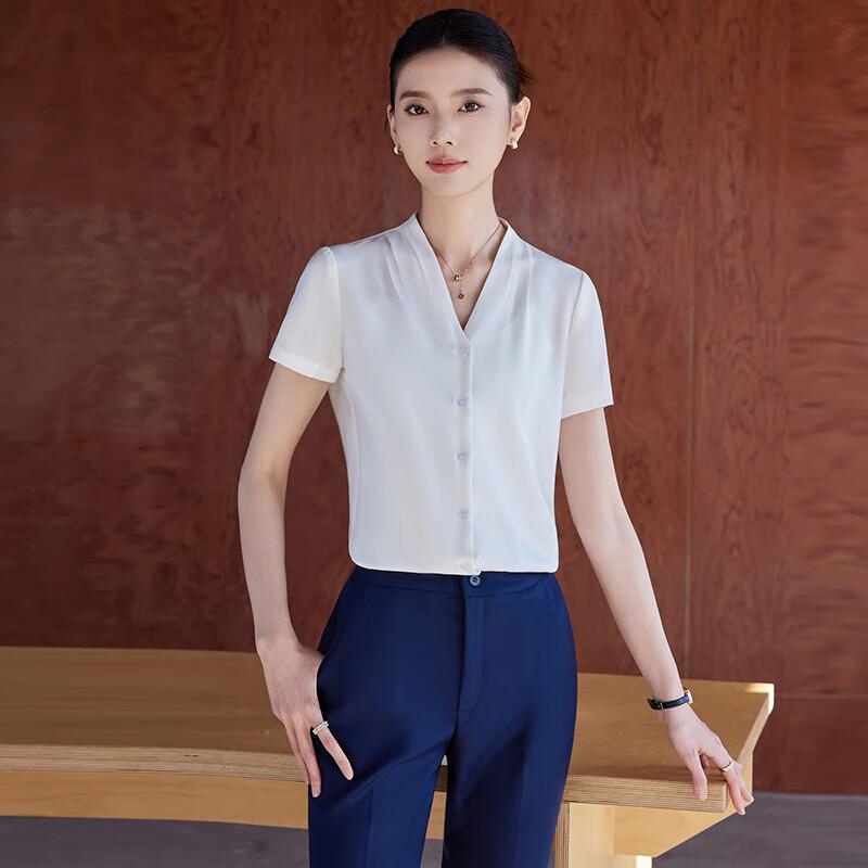 Women's V-Neck Chiffon Professional Shirt