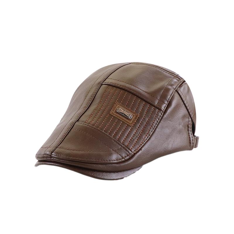 Unisex PU Leather Ivy Cap Adjustable Newsboy Beret Classic Golf Flat Cap Gatsby Driving Fishing Hat for Men And Women