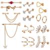 Zirconia stud earrings, stainless steel pierced ear bone pins set, body piercing accessories