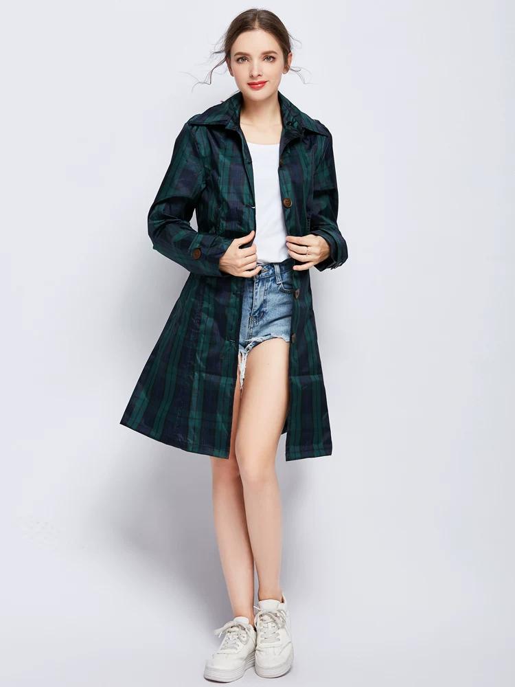 Trench Gingham Retrò Adulto Singolo Donna Leggero Traspirante Vita Sagomata Cappotto Moda Coreano e Giapponese Asciugatura Rapida Studente