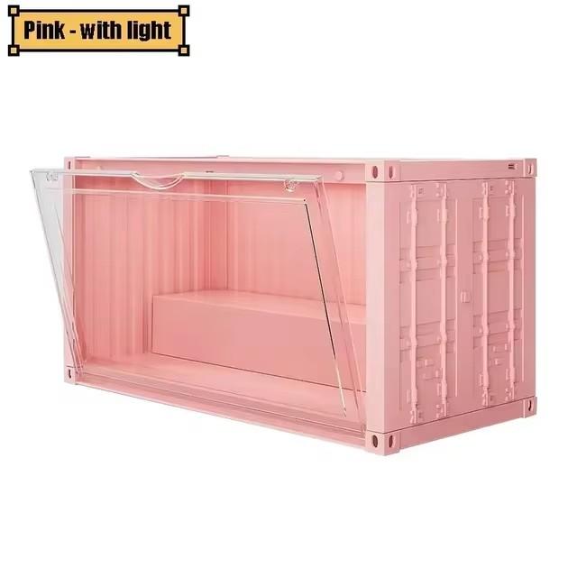 Doll Toy Storage Box with Light Blind Box Display Stand Dustproof Stackable Organizer Case for Figures Showcase Organizer Boxes