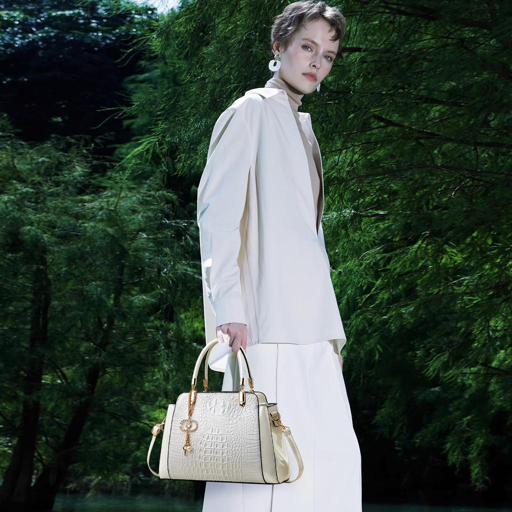 PU Leather Shoulder Bag with Crocodile Large with Stands Popular for and White NICOLE&DORIS Women's Handbag, Small, Stylish, Cute, 2-Way, Pattern,