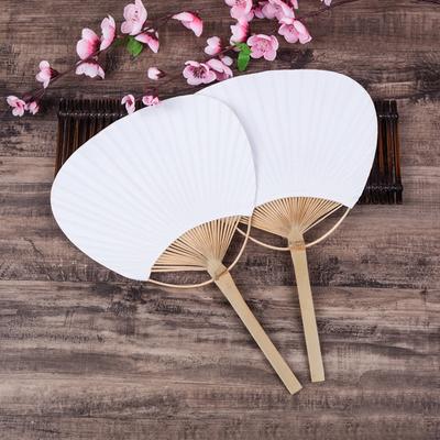 5Pcs/Pack Calligraphy Chinese Style Bamboo Handle Blank Pure White DIY Group Fan Summer Painting