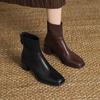 Krazing Pot Sheepskin Autumn Winter Shoes Thick Heels Size 42 Square Toe Zipper Knitwear Vintage Ankle Boots