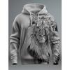 Neuer Grafik Löwe Herrenmode 3D Druck Hoodie Streetwear Kapuzenpullover Langarm Kapuze Vordertasche Frühling Sweatshirt