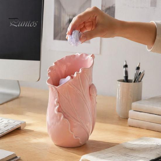 Sustainable Office Stationery Storage Lotus Leaf Pen Holder, Decorative Pencil Modern Eco-conscious Holder Desk Organizer for Supplies Makeup Brushes