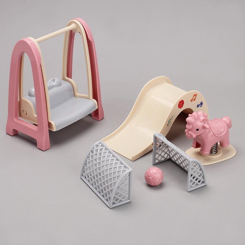 Simulation Amusement Park Slide Wooden Horse Swing Miniature Mini Children s Play House Small Toys Dollhouse Accessories Set 1Pcs белый