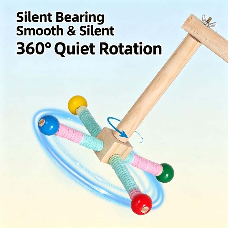 Wooden Bird Stand for Pet Birds, Tiered Rest and Play Design with Top Bar, Lower Side Rails, and Everyday Indoor Bird Use Appeal Plus