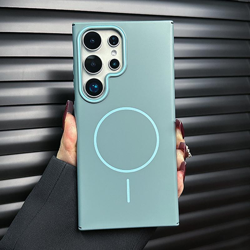Luxury Matte PC Hard Plain Phone Case For Samsung Galaxy S25 Plus S24 S23 S22 S21 Ultra Note 20 Magnetic Wireless Charge Cover