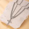 Collana in Acciaio Inossidabile con Croce di Diamanti Catena Cubana Catena per Maglione alla Moda Gioielli in Acciaio Titanio di Alta Gamma Fabbrica