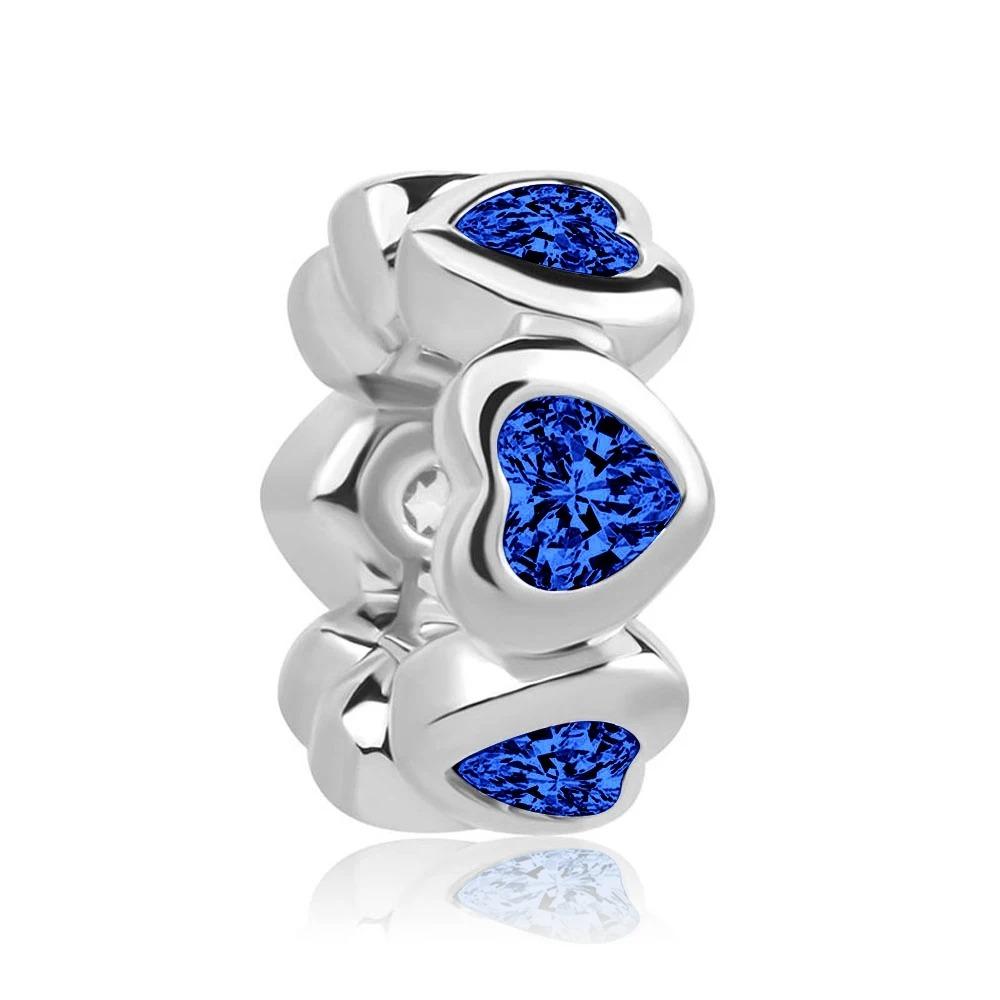 New Shining Zircon Love Heart Spacer Bead 925Silver Pendant for DIY Bracelet Flower Charm Women Jewelry Making