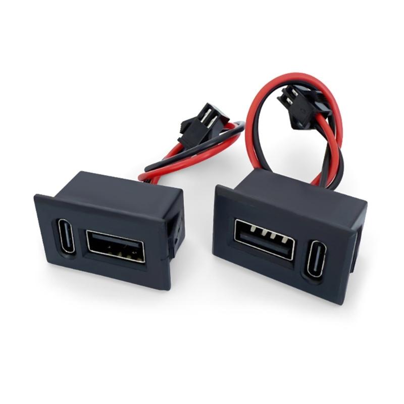 Lamp Charging Socket with Cable Connectors USB Female Base Type C Double Layer Socket 2 Port Adapter for LED Light Toys