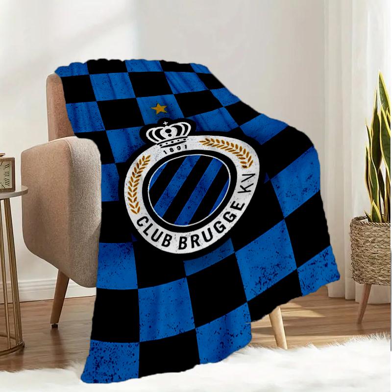 Coperta con Stemma FC Brugge Leggera Ideale per Letto Perfetta per Viaggi, Campeggio, Soggiorni, Uffici, Divani, Regalo di Natale per tifosi