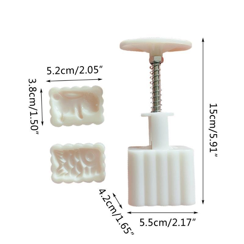 24TE Rectangle Moon Cake Mould Hand Pressure Cookies Cutter Exquisite Rabbit Carp Pastry Tool Moon Cake Maker Bath Bombs Gift